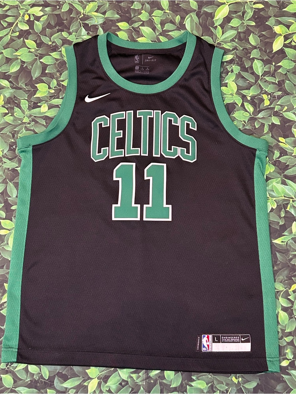Nike Black & Green Celtics #11 Kids Basketball Jersey